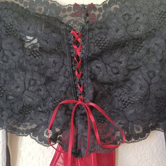 Vintage Frederick's of Hollywood Seduction Crotchless Lace Garter Panty Womens L - Picture 5 of 14